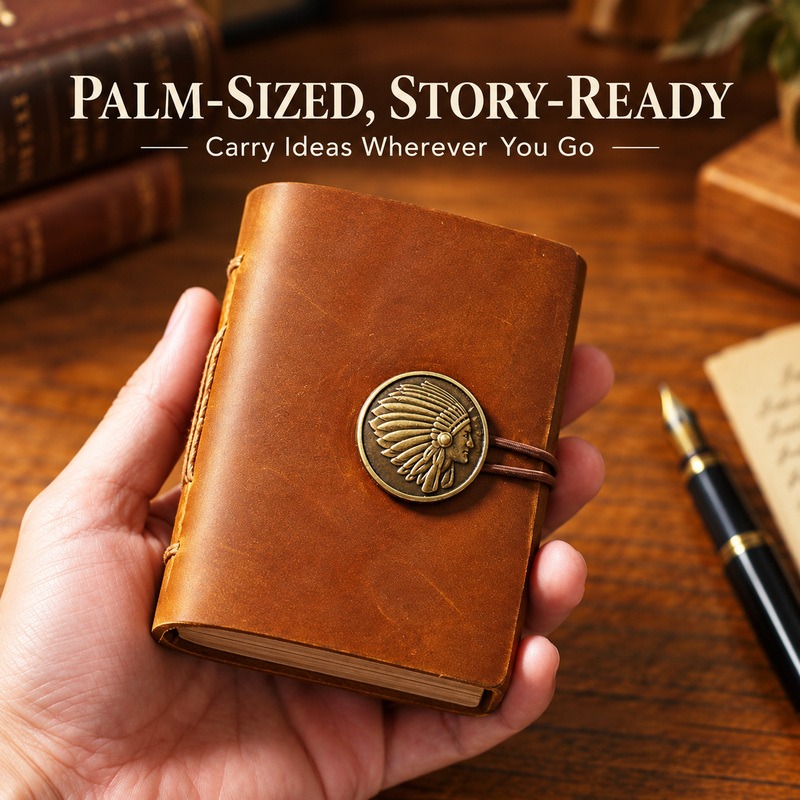 Mini Handmade Leather Traveler - Vintage Leather Journal Notebook review and price